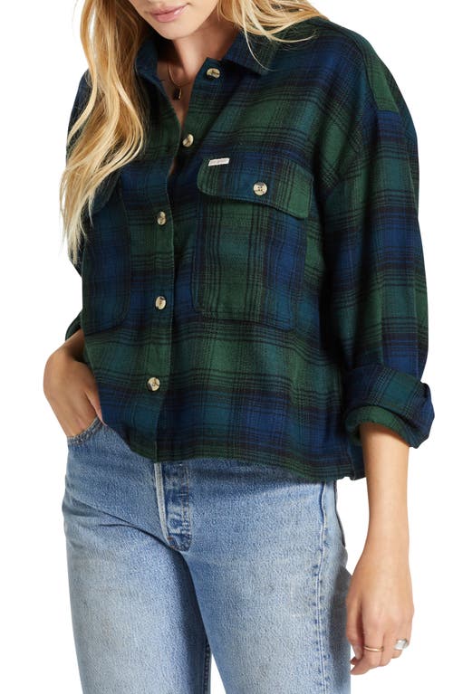 Brixton Bowery Plaid Cotton Flannel Button-up Shirt In Pine Needle/deep Sea