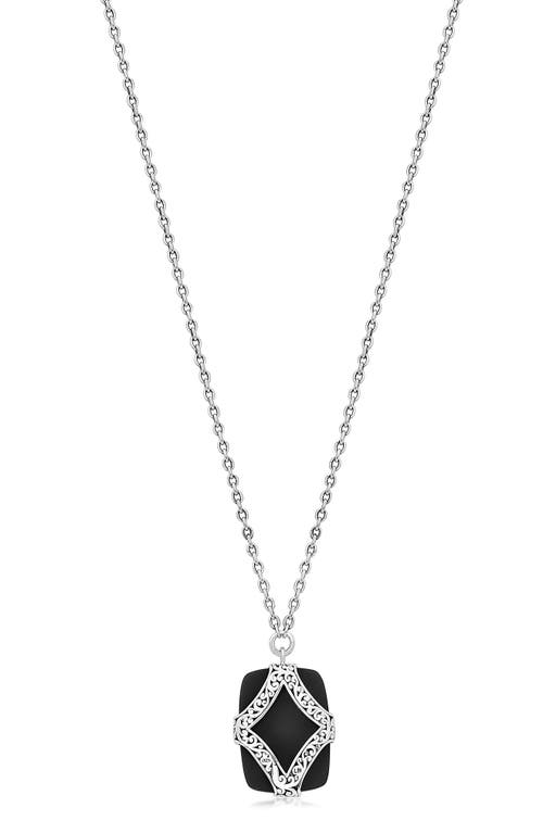 Shop Lois Hill Sterling Silver Matte Black Onyx & Brown Diamond Pendant Necklace In Charcoal Black/silver
