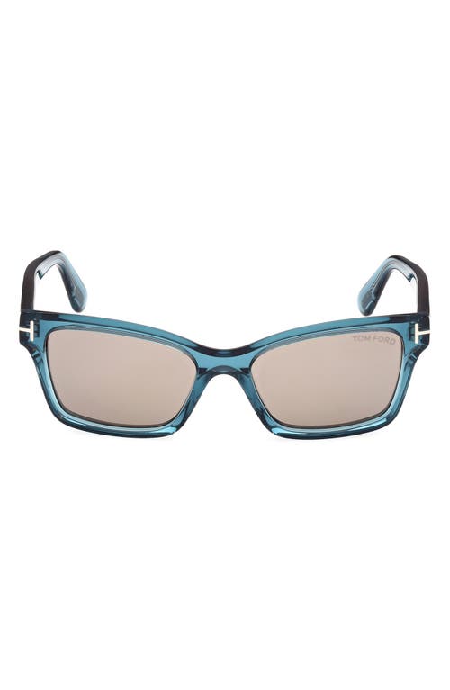 Shop Tom Ford Mikel 54mm Square Sunglasses In Shiny Aqua/roviex Mirror