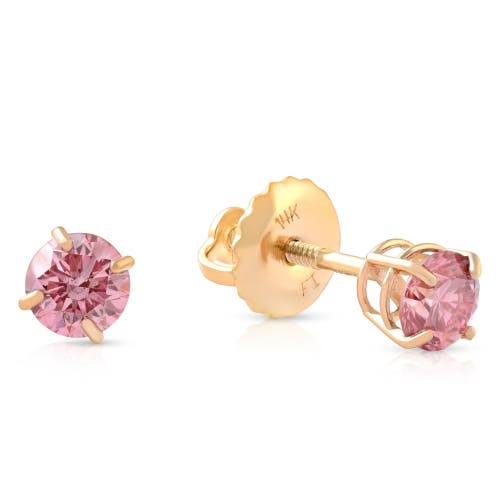 Bliss Diamond 1/2ct Pink Lab Grown Diamond Screw Back Studs In 14k Yellow Gold