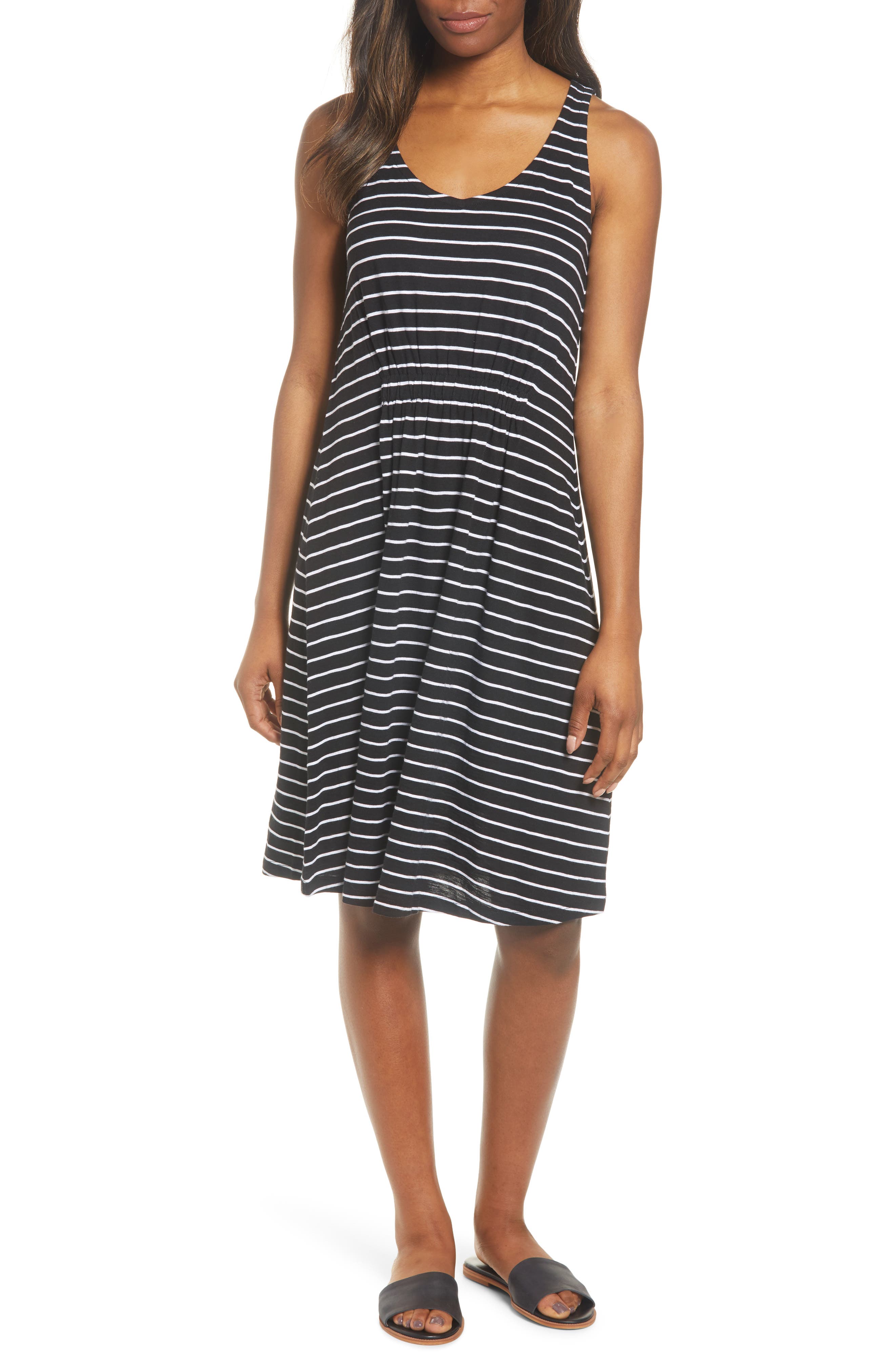 Petite Caslon Sleeveless Knit Dress, Black