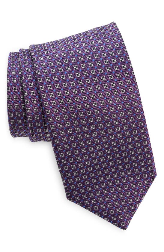 Shop Canali Neat Silk Tie In Purple