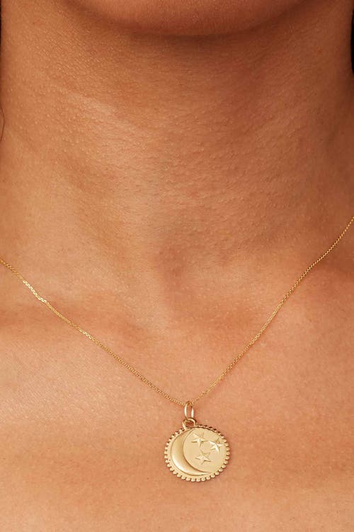 Oradina 14k Yellow Gold Goodnight Moon Medallion Pendant Charm In Yellow Gold
