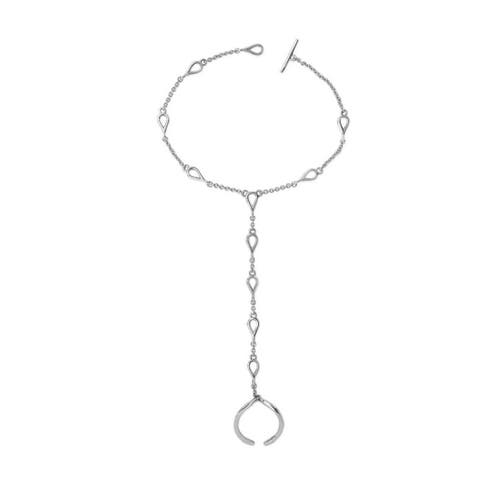 Lucy Quartermaine Petal Hand Chain In Sterling Silver