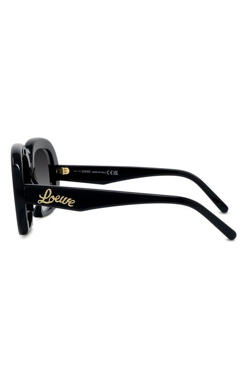 Shop Loewe Curvy 53mm Square Sunglasses In Shiny Black/gradient Smoke