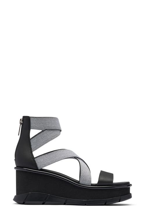 Shop Sorel Joanie Iii Sport Strap Wedge Sandal In Black/white