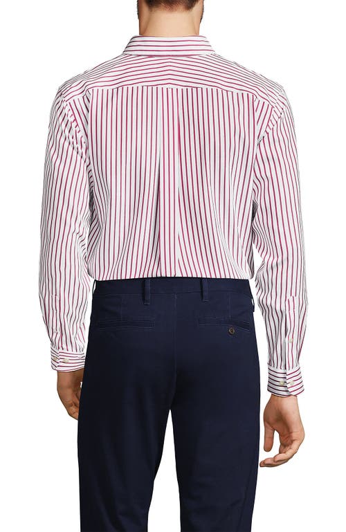 Shop Lands' End Traditional Fit Solid No Iron Supima Pinpoint Buttondown Collar Dress Shirt In White/red Stripes