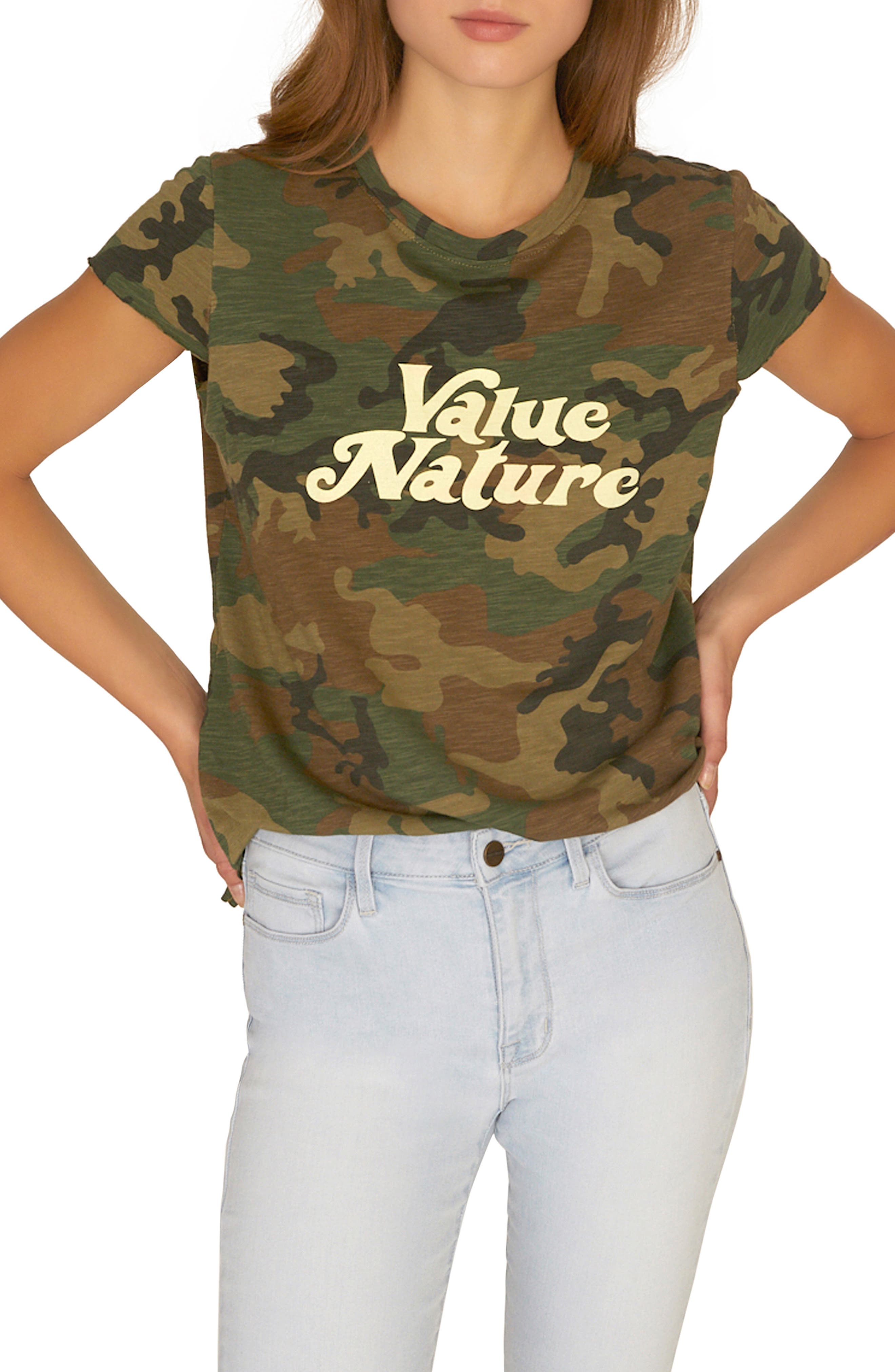 Sanctuary Value Nature Cotton Blend Tee, Green