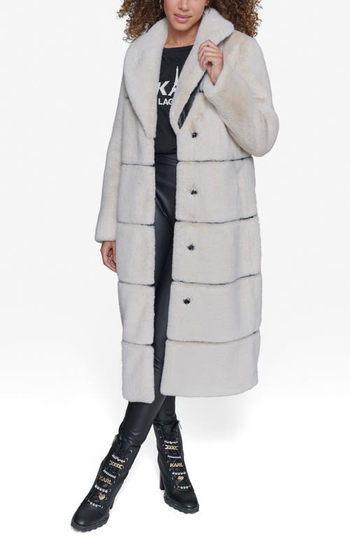 Shop Karl Lagerfeld Paris Faux Fur & Faux Leather Coat In Oyster