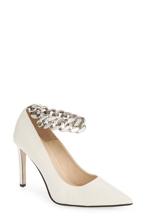 BEAUTIISOLES Justine Chain Ankle Strap Pump in Off White Leather