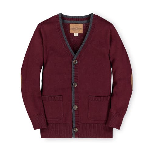 Hope & Henry Baby Boys' Organic Tipped Cardigan With Elbow Patches, Infant In Wine