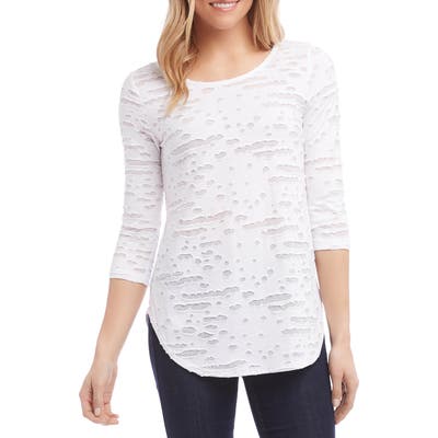 Karen Kane Textured Three Quarter Sleeve Tee, White