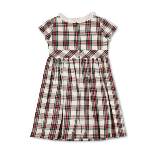 Hope & Henry Girls' Organic Ruffle Collar Party Dress, Kids In Ivory Holiday Tartan