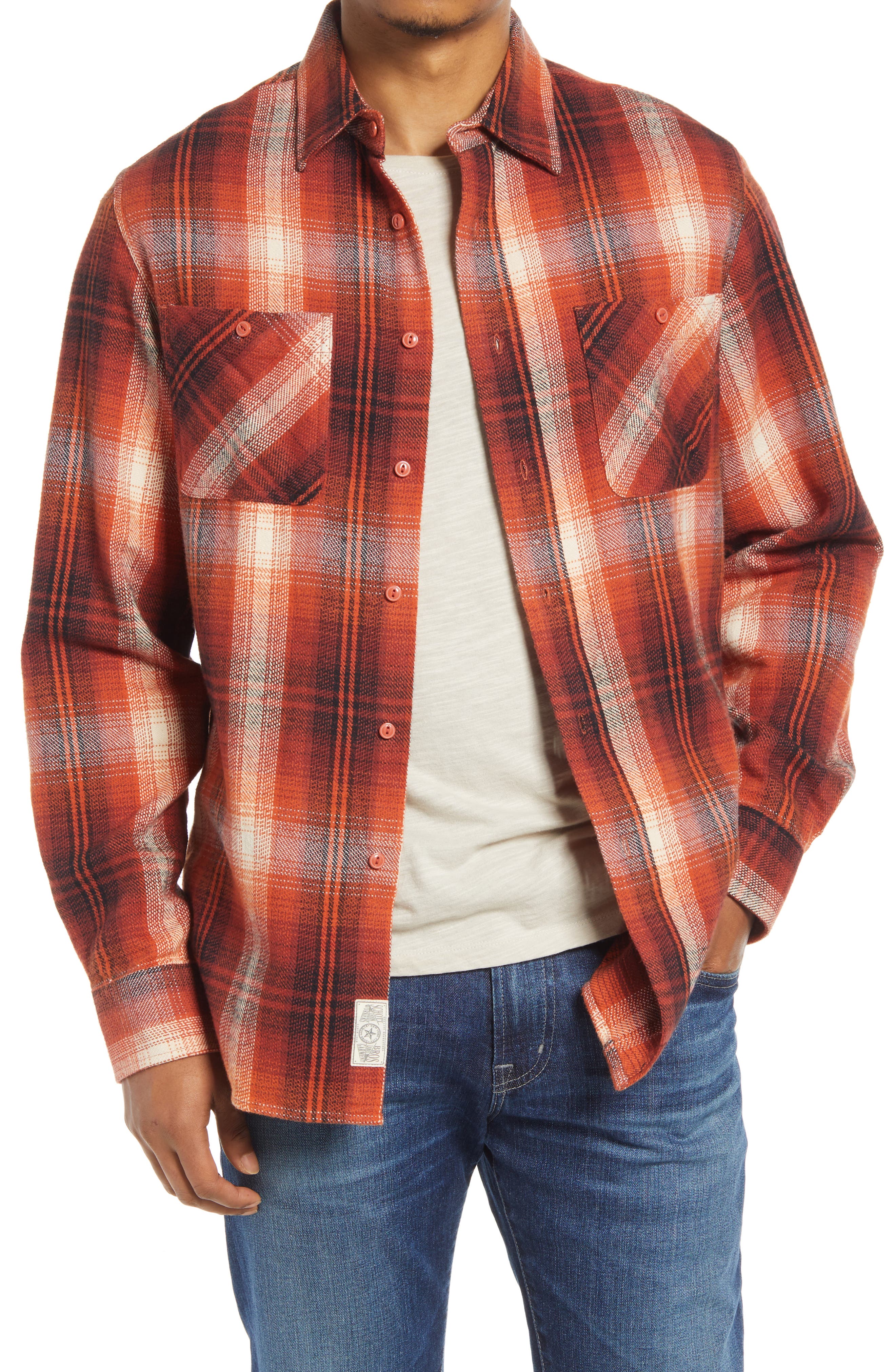 orange flannel jacket