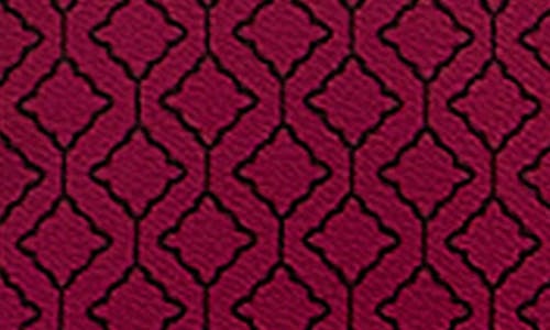 Nina Leonard Patterned 3/4 Sleeve Trapeze Dress In Sangria/black