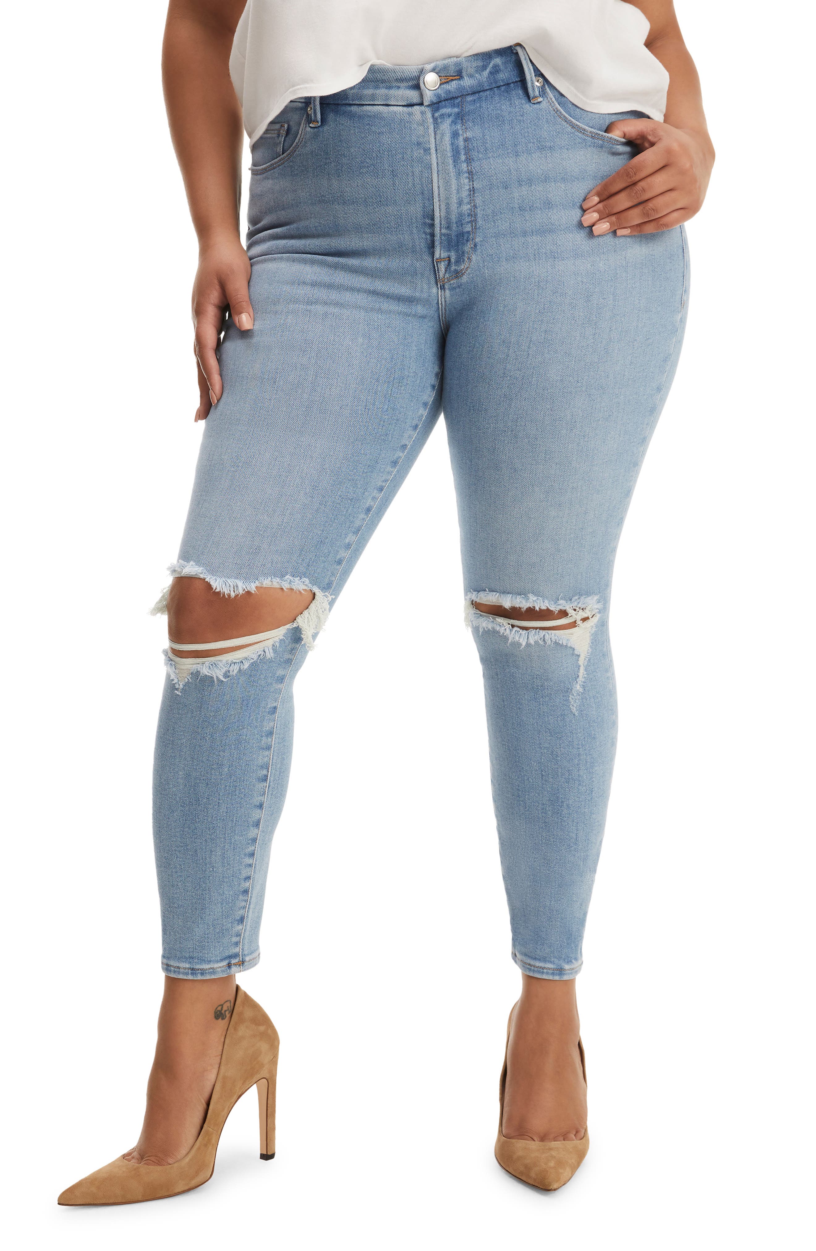 Women's Good American Good Legs Low Rise Ripped Ankle Skinny Jeans Women's Good American Good Legs Low Rise Ripped Ankle Skinny Jeans