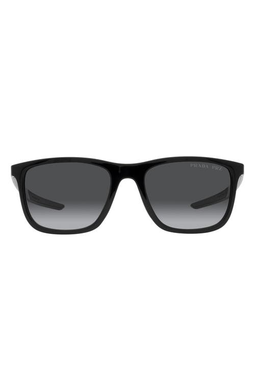 54mm Gradient Polarized Pillow Sunglasses in Black