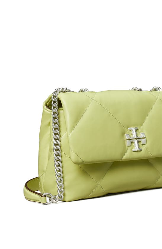 Shop Tory Burch Small Kira Diamond Quilted Convertible Leather Shoulder Bag In Fresh Pear