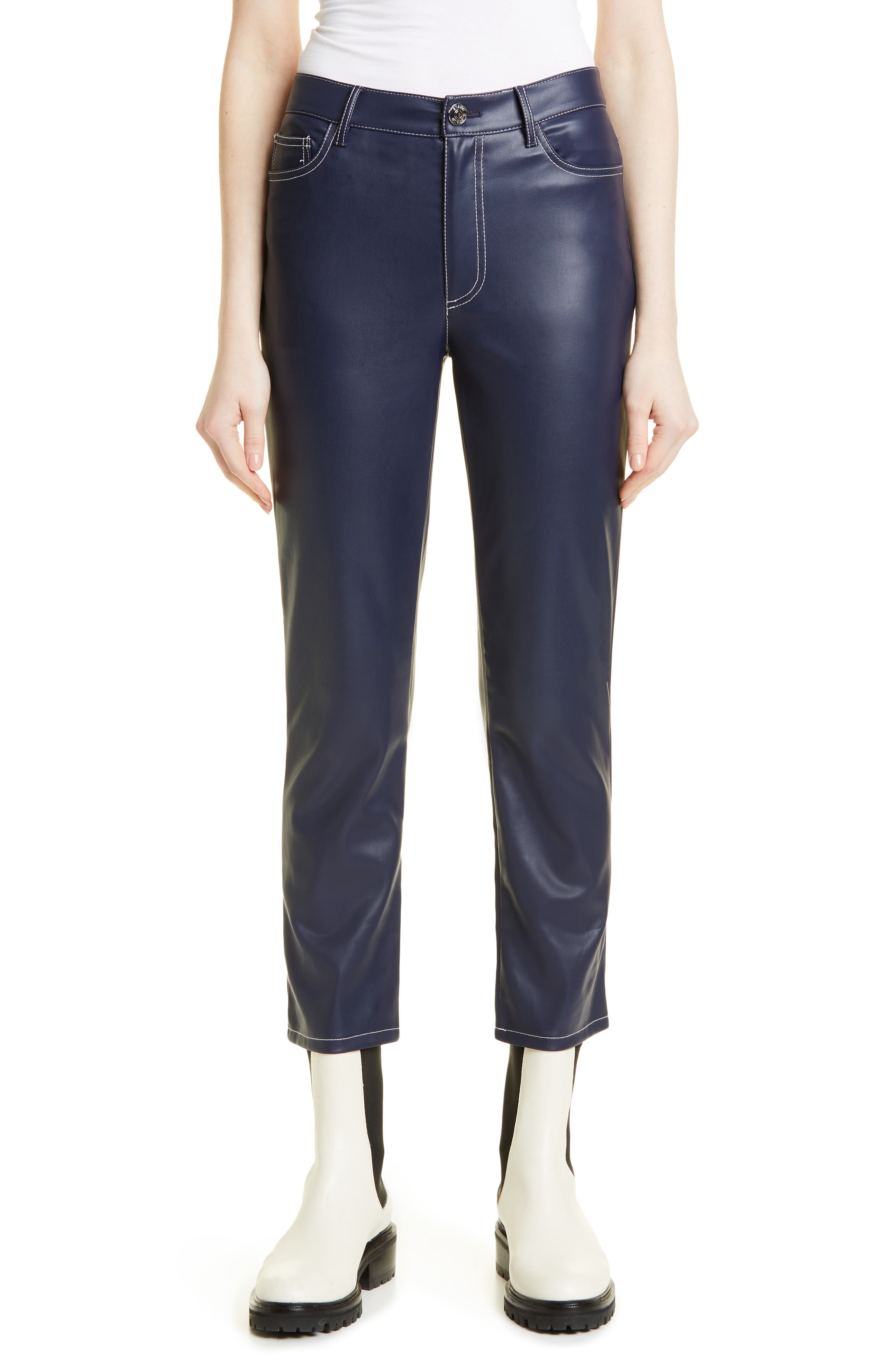STAUD Elliot Crop Faux Leather Pants 