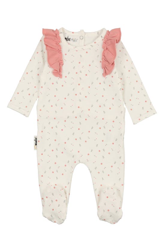 Maniere Manière Petals & Polka Dots Footie In White