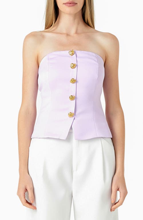 Endless Rose Strapless Button-Up Top Lilac at Nordstrom,