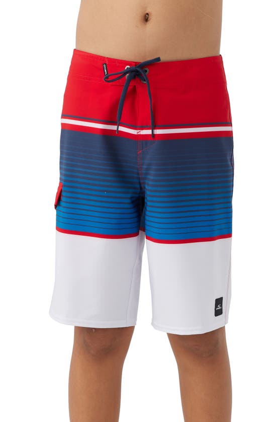 O'NEILL O'NEILL KIDS' LENNOX STRIPE BOARD SHORTS 