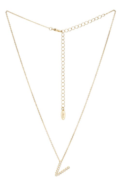 Ettika Crystal Initial Pendant Necklace in Gold- V at Nordstrom
