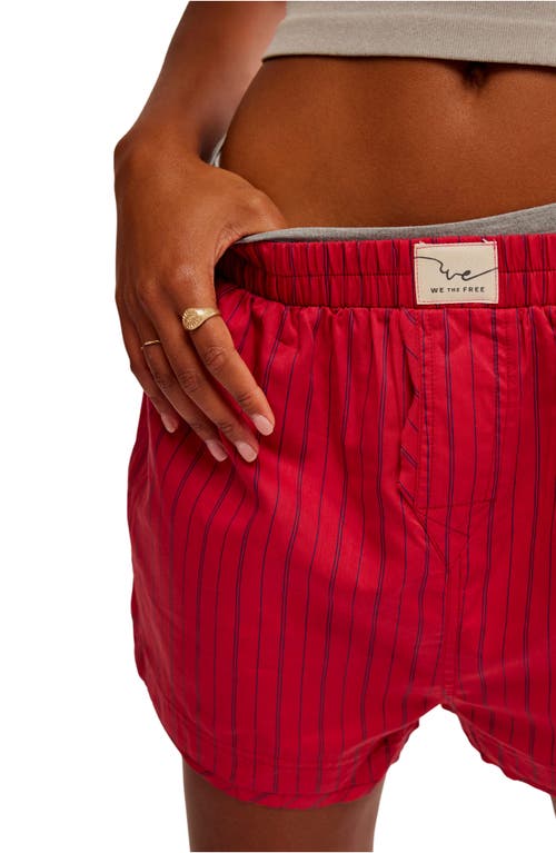 Shop Free People Day To Day Cotton Blend Shorts In Red Combo