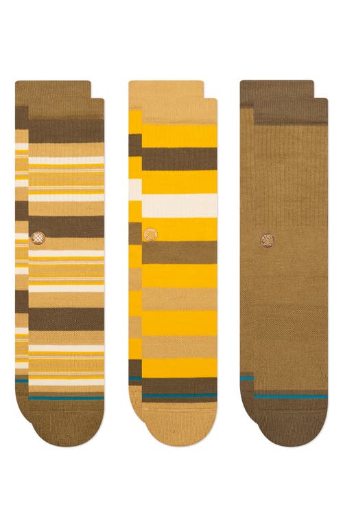 Stance Assorted 3-Pack Wasteland Stripe Crew Socks in Brown Multi at Nordstrom, Size Large