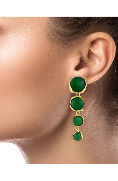Jardin Graduated Sculpted Circle Linear Drop Earrings In Green/gold