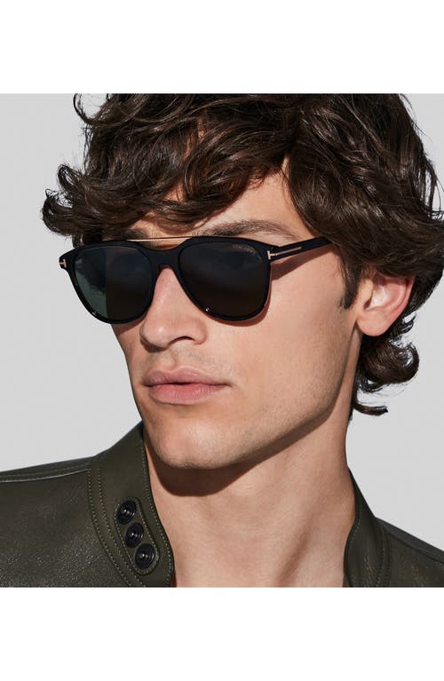 Shop Tom Ford Damian 54mm Pilot Sunglasses In Shiny Dark Havana/smoke