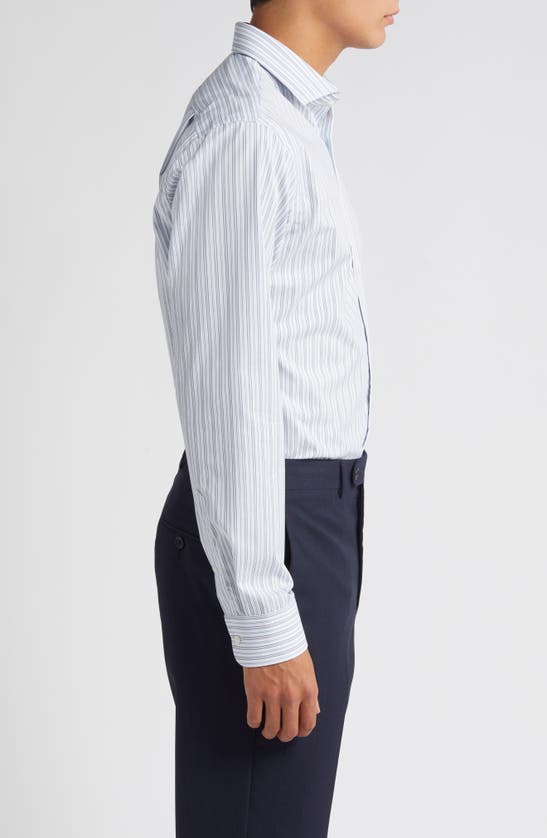 Shop Nordstrom Easy Care® Trim Fit Stripe Dress Shirt In White - Blue Fausto Stripe