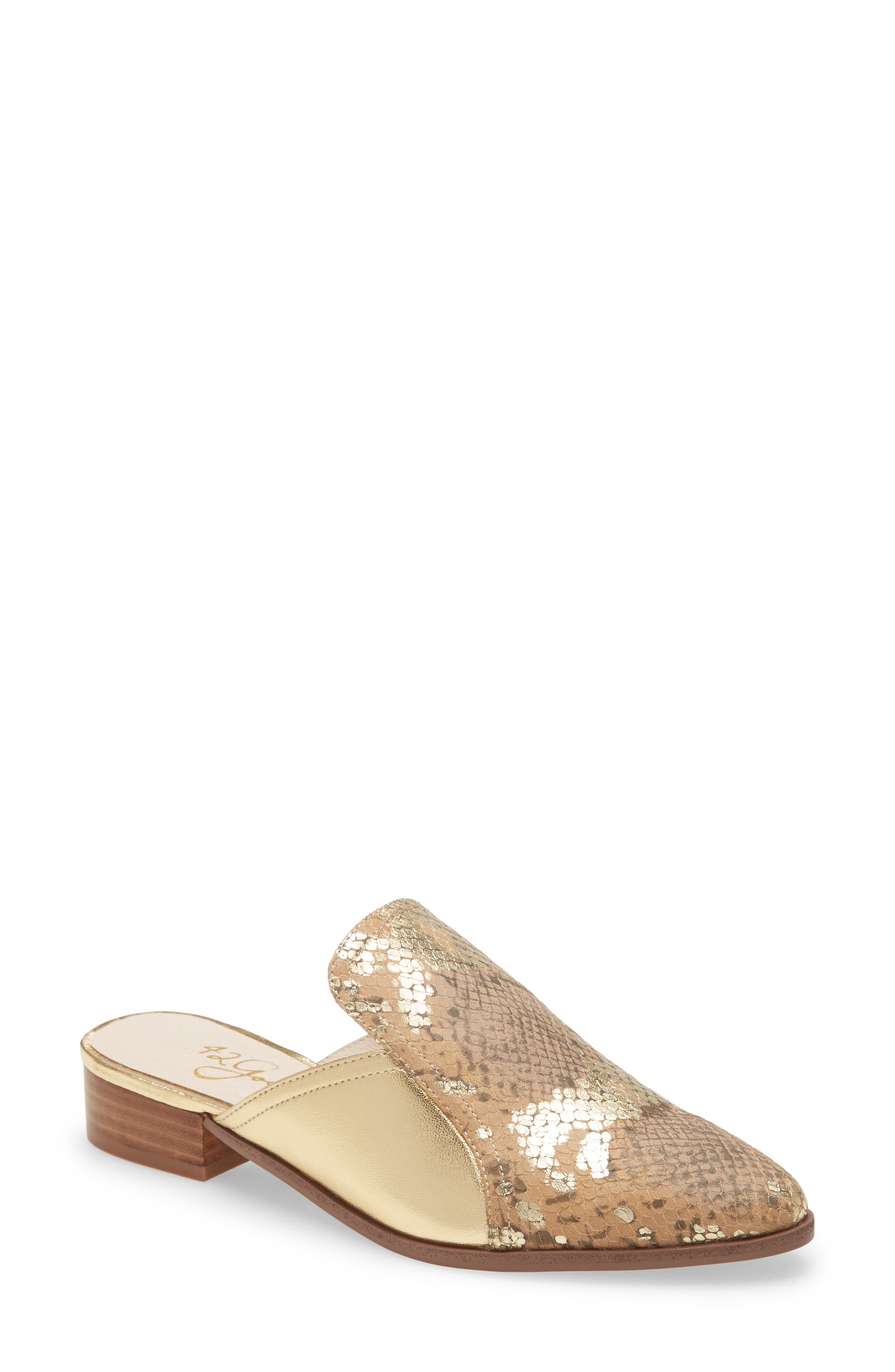 Gold mules womens Clearance
