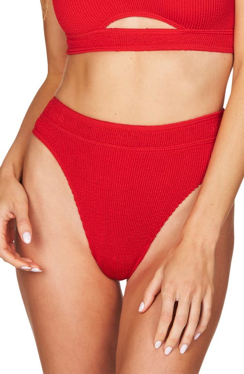 BOUND by Bond-Eye The Savannah High-Waist Ribbed Bikini Bottoms in Baywatch Red
