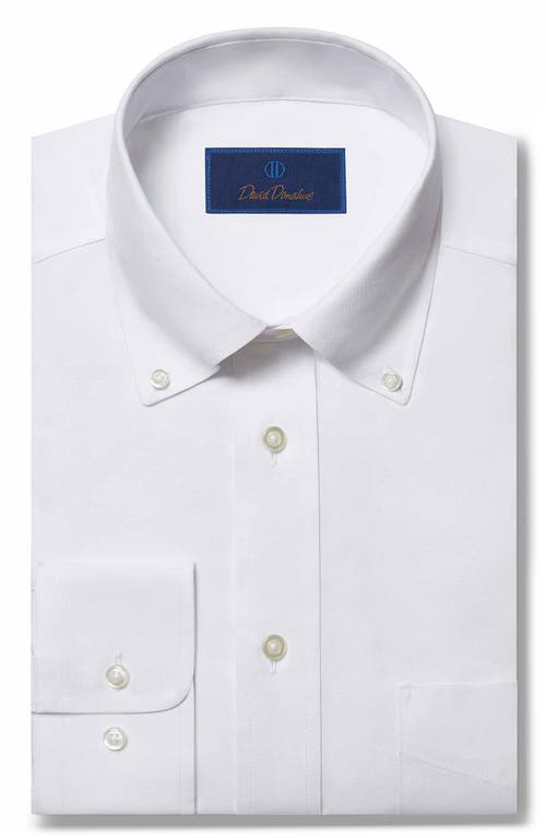 David Donahue Regular Fit Pinpoint Oxford Non-Iron Dress Shirt White at Nordstrom,