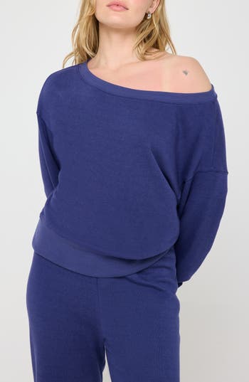Spiritual Gangster La Vida Off The Shoulder Sweatshirt In Purple