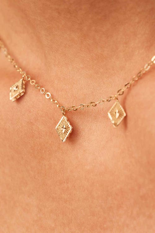 Oradina Women's 14k Yellow Gold Roma Diamond Station Charm Necklace In Yellow Gold