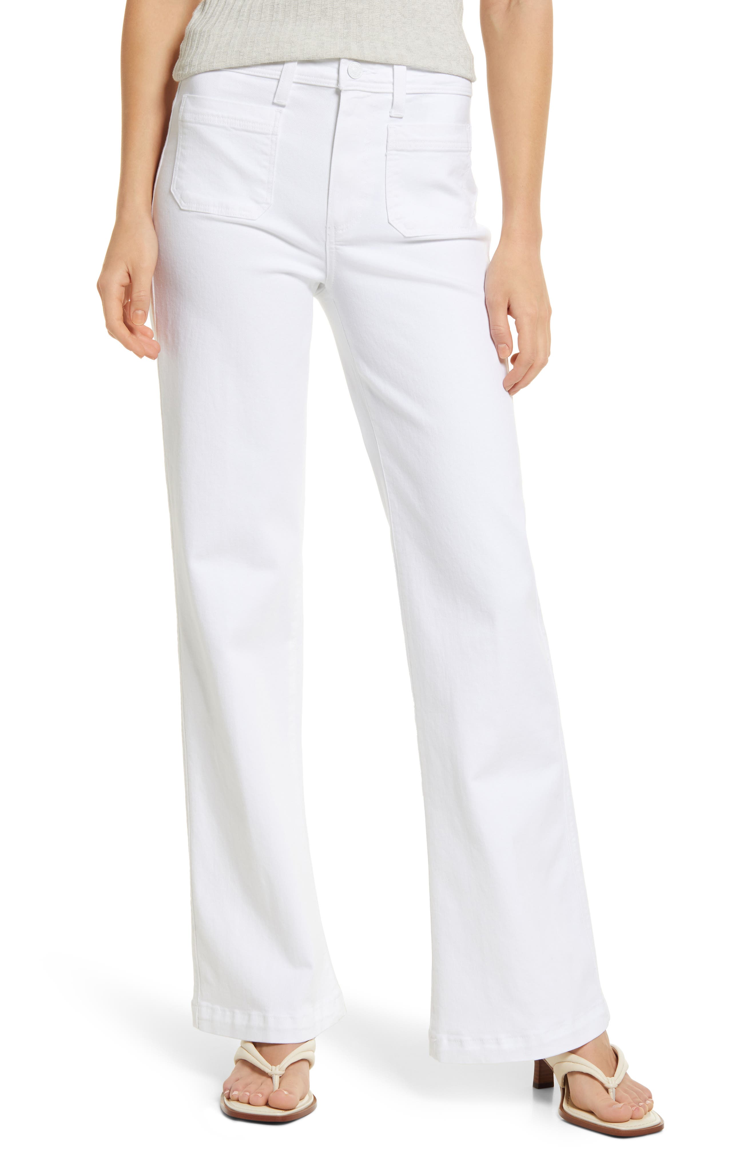 white cotton wide leg pants