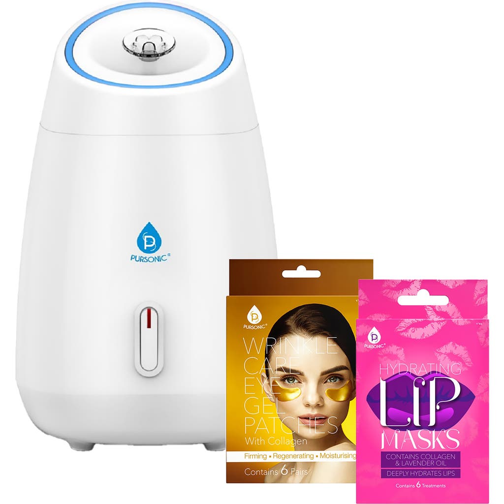 Pursonic Deluxe Facial Steamer With 6 Soothing Eye Masks & 6 Nourishing Lip Masks In Multicolor
