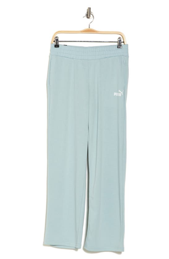 Puma Essential French Terry Wide Leggings In Turquoise Surf