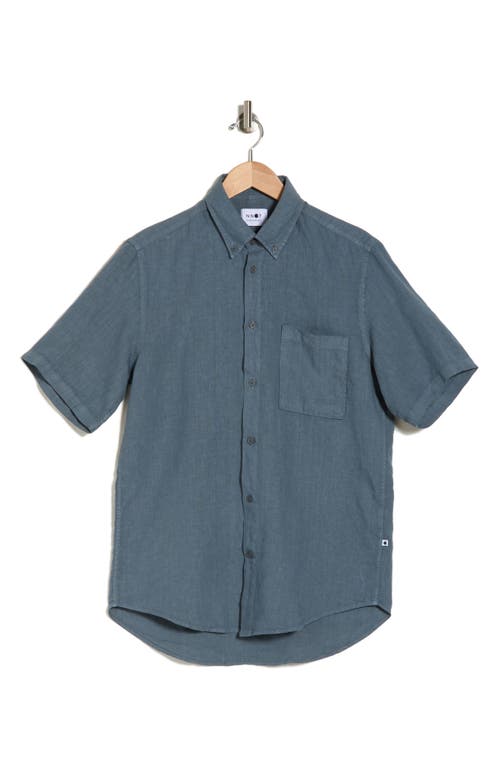 Shop Nn07 Arne Short Sleeve Button-up Linen Shirt In Dust Blue