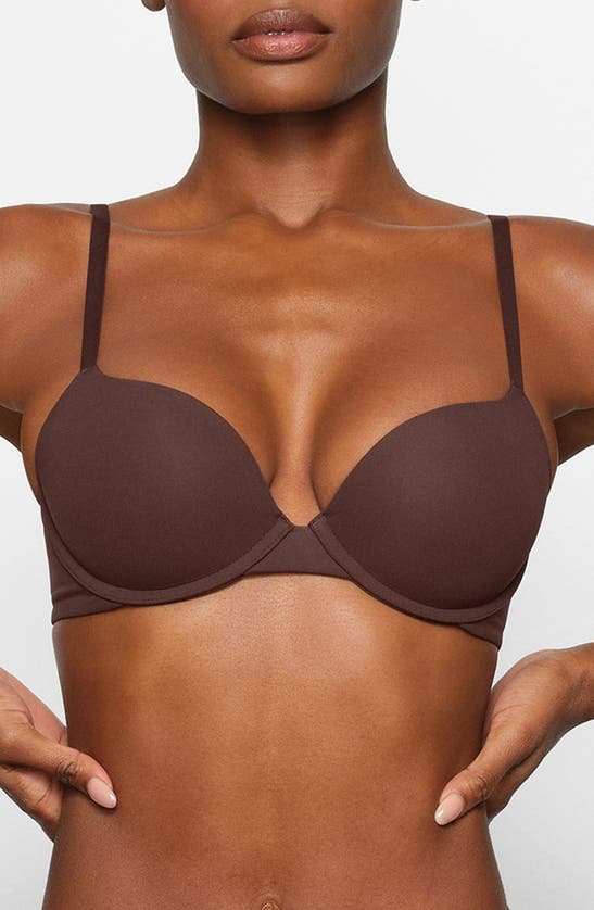 Shop Skims Fits Everybody Push-up Demi Bra In Cocoa