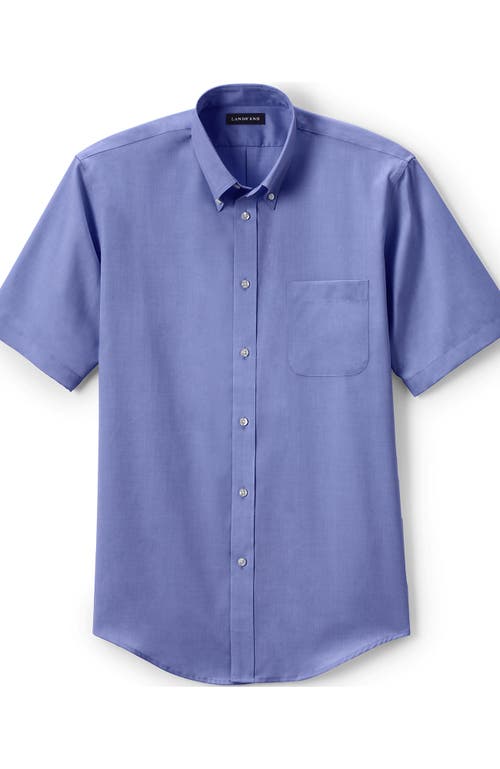 Lands' End School Uniform Short Sleeve No Iron Pinpoint Dress Shirt In French Blue