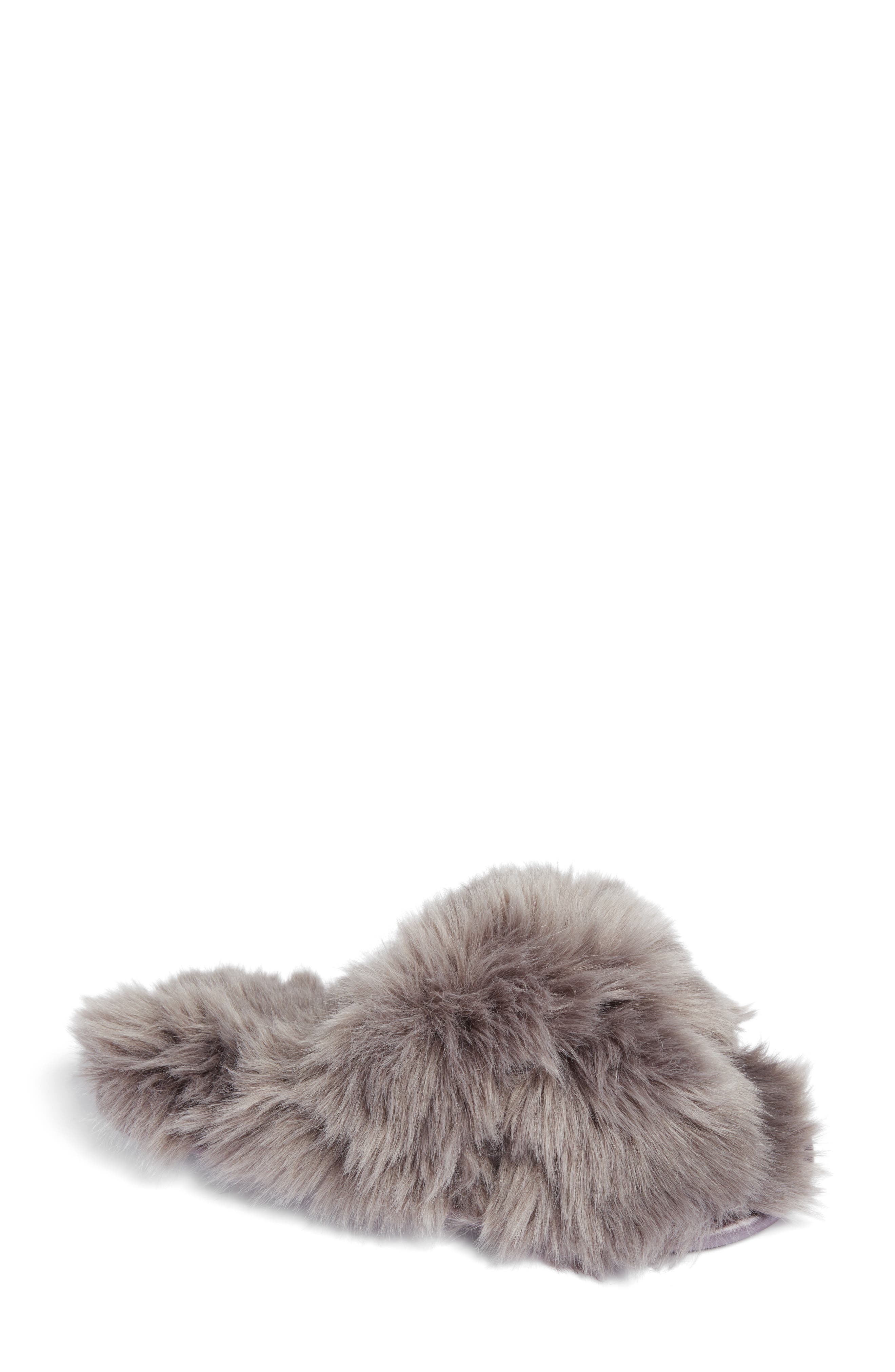 faux fur crossover slippers