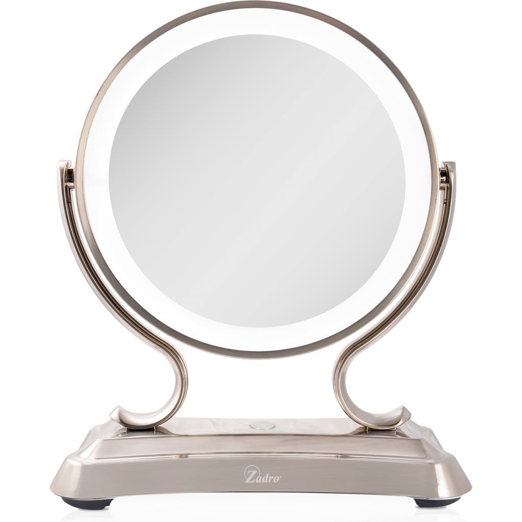 Zadro Glamour Lighted Makeup Mirror With 5x/1x Magnification In Satin Nickel