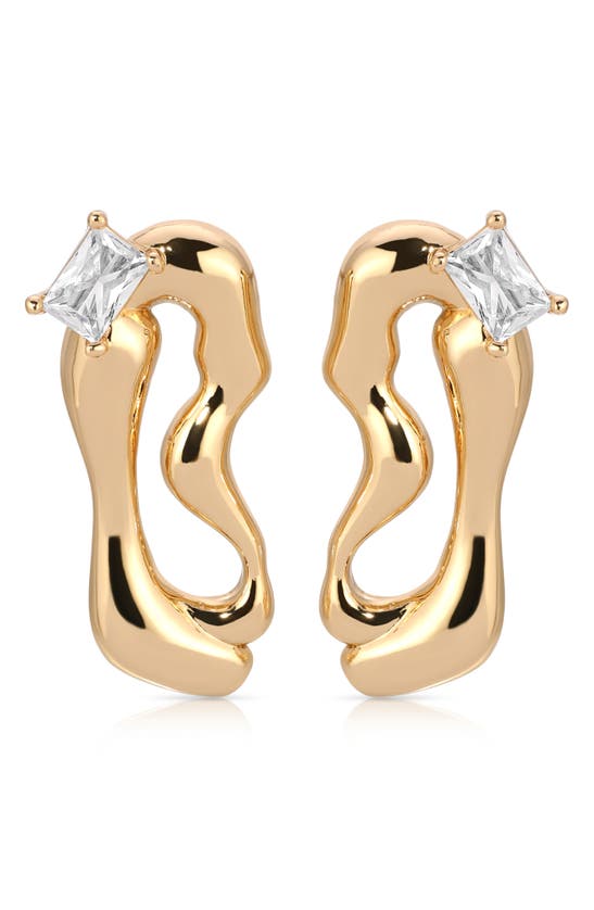 Shop Ettika Cubic Zirconia Molten Drop Earrings In Gold