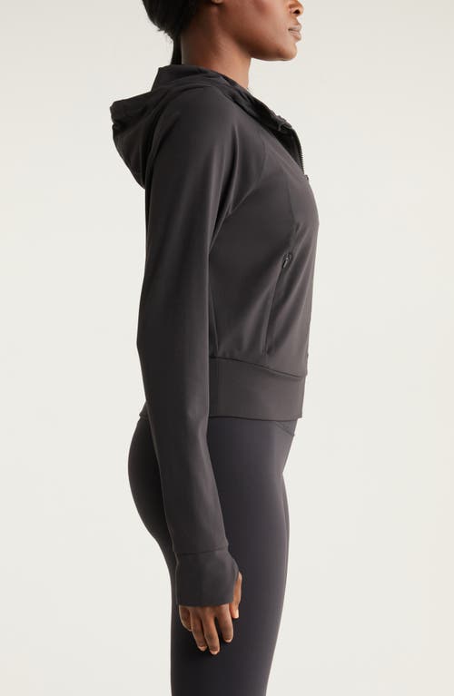 Shop Zella Studio Luxe Zip Hoodie In Black