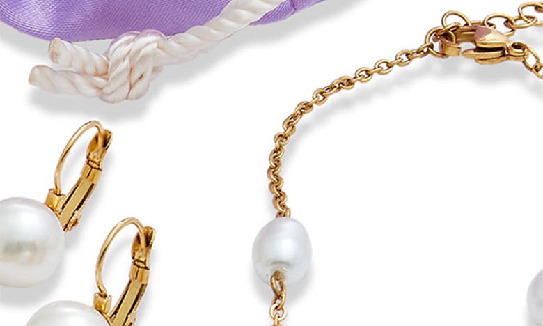 Savvy Cie Jewels Imitation Pearl Multi Layer Chain Necklace In Yellow