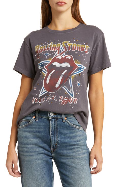 Lucky Brand Women's Rolling Stones Graphic Print Cotton Hoodie Top