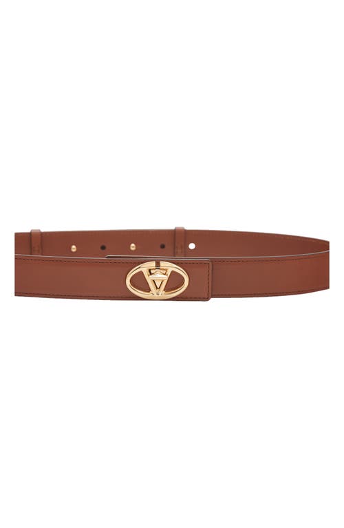 Shop Valentino Garavani Vlogo Locker Buckle Leather Belt In Tobacco